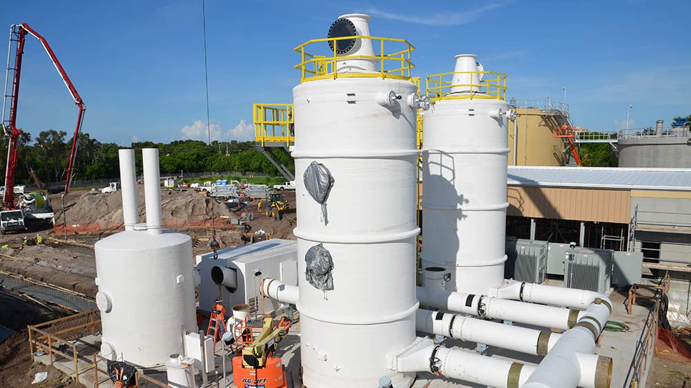 Machinery at Southwest Water Reclamation Facility in St. Petersburg, Florida.