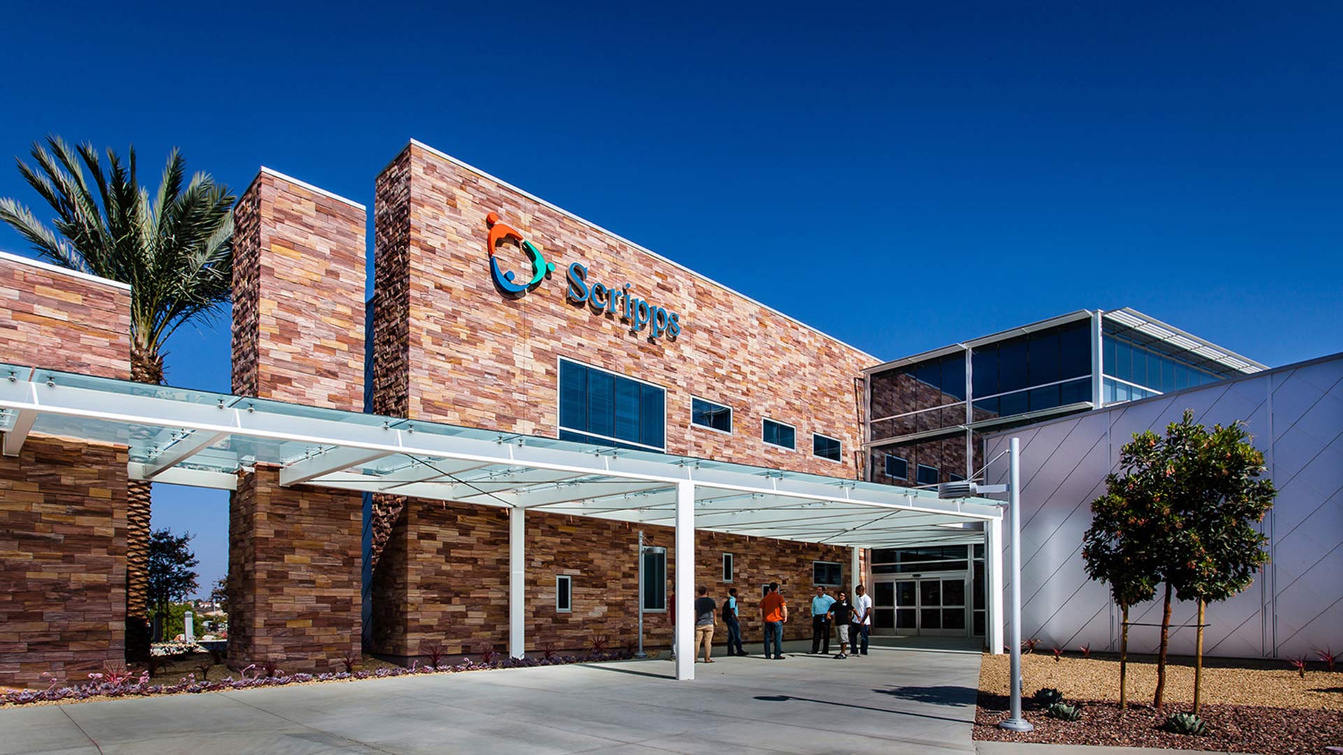 Exterior photo of entrance to California Proton Cancer Therapy Center