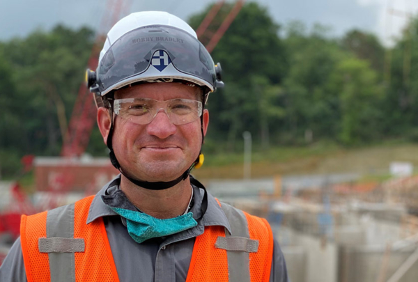 Haskell Superintendent Bobby Bradley on a construction site.