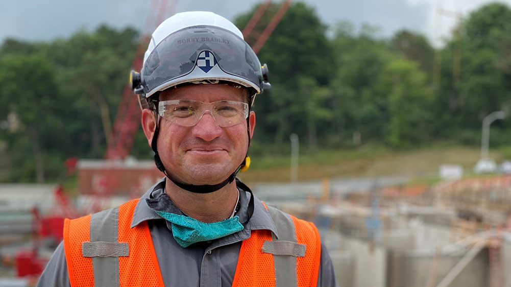 Haskell Superintendent Bobby Bradley on a construction site.