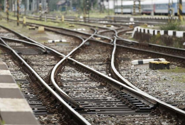 Tracks in rail yard