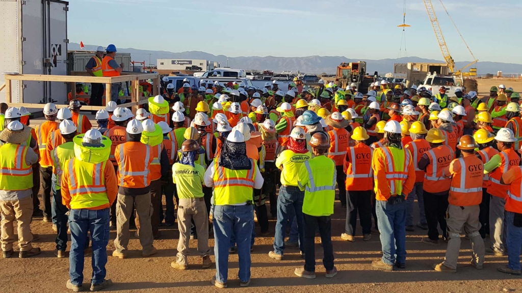 Haskell team members attending safety meeting.