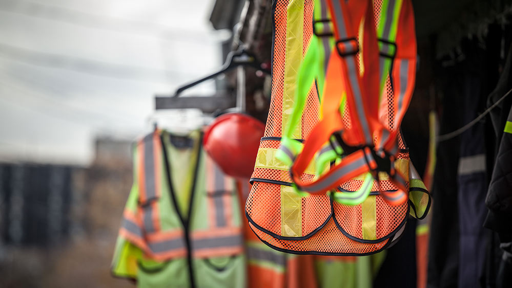 Safety gear on a construction site.