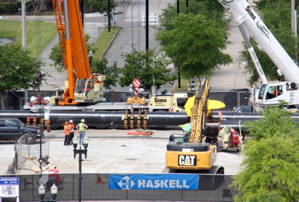 Birds-eye view of construction job site