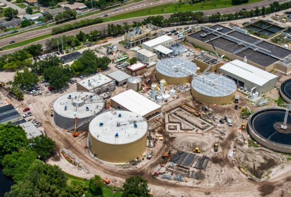 Aerial photo of Southwest Water Reclamation Facility while under construction