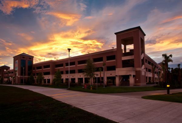 Sunset photo of UCF Parking Garage