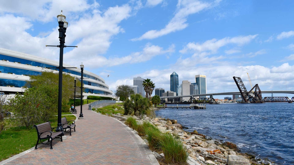 Haskell building along the riverwalk.