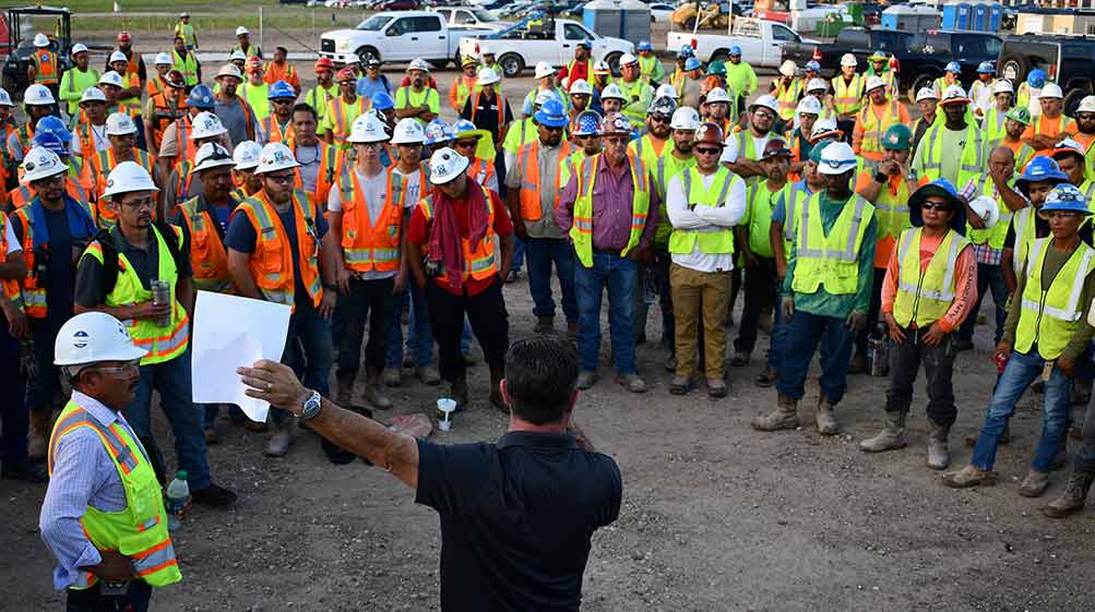 Safety check on construction job site.