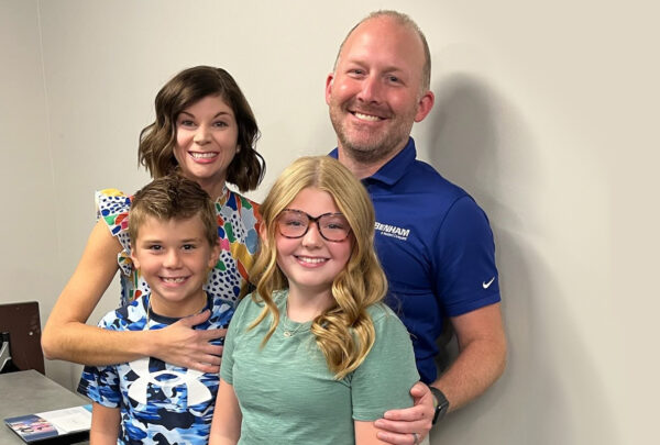 Senior Design Manager Dylan Motley, pictured with his wife, Krista, daughter Kayler, and son, Resser, has received Haskell’s Living the Values Award.