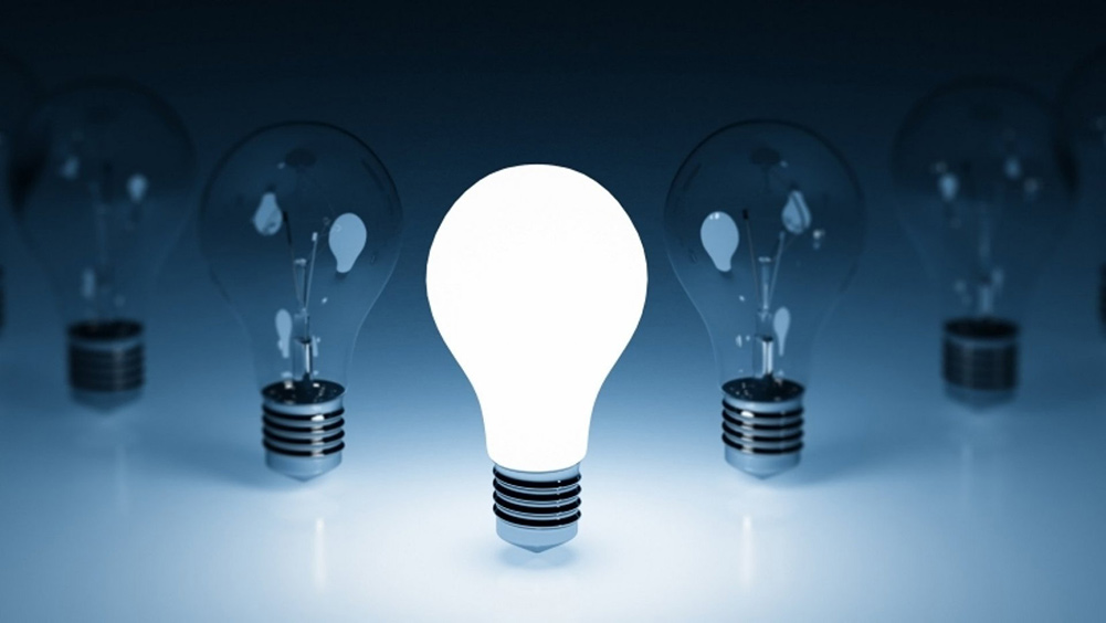 Light bulbs in a row.|