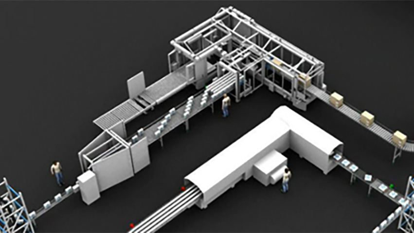 Digital simulation of packaging line.|Figure 1 - Model Throughput bar chart||
