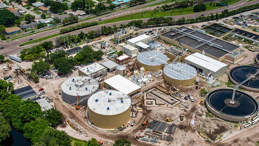Aerial view of Southwest Water Reclamation Facility in St. Petersburg