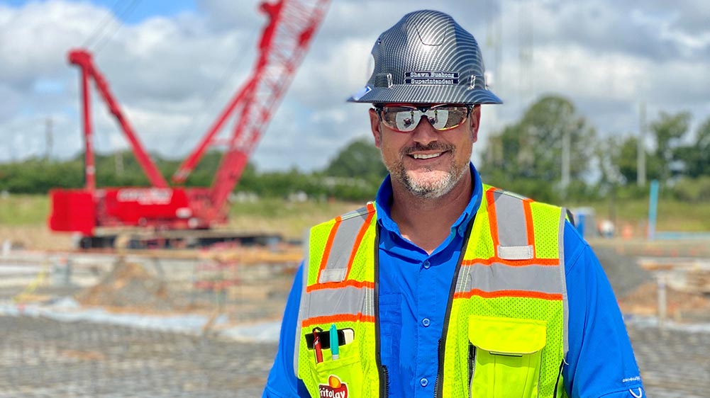 Haskell Superintendent Shawn Bushong on a job site.|