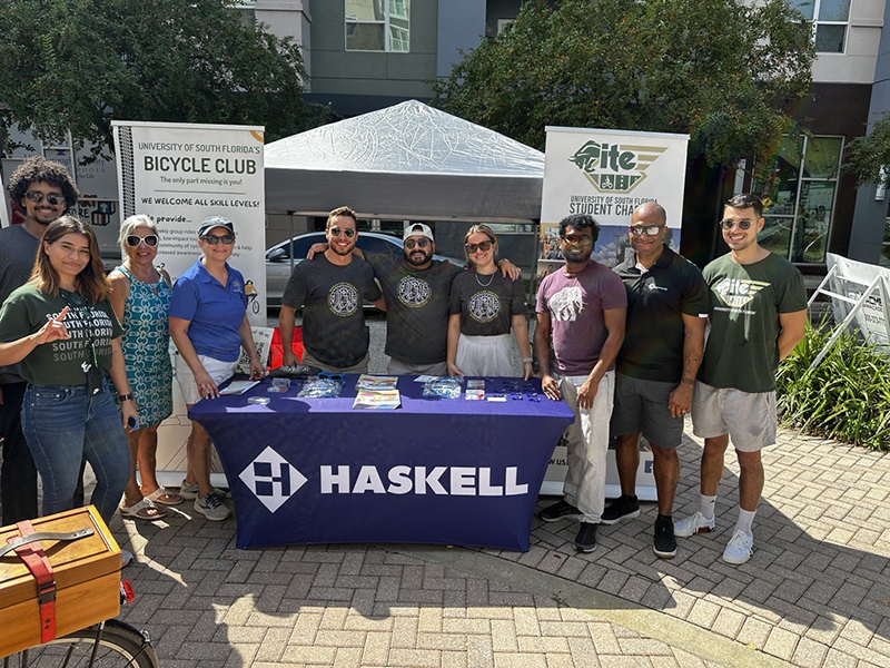 Haskell partnered with the University of South Florida’s (USF) Institute of Transportation Engineers (ITE) student chapter and USF’s Bike Club members to support Tampa’s World Car-Free Event. 