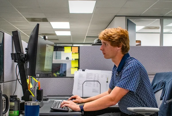 From January to August of 2025, Fennell worked alongside project managers in the office, learning the administrative side of the role while applying his hands-on steel knowledge.