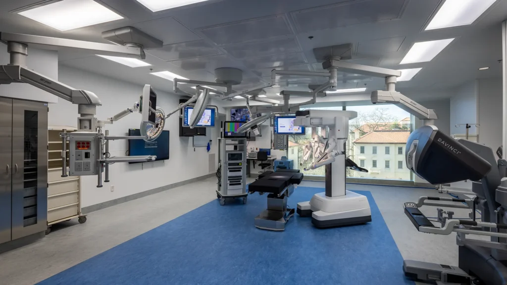 Advanced cardiothoracic operating room with robotic surgical equipment at Emory University Hospital