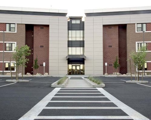 Exterior photo of Embry-Riddle University Thumb Butte Student Residence view from Parking Lot