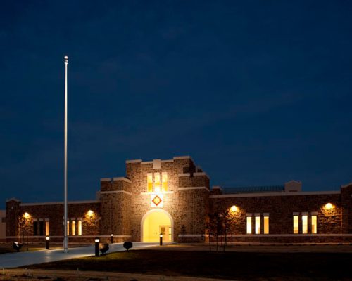 Nighttime exterior photo of Armed Forces Reserve Center
