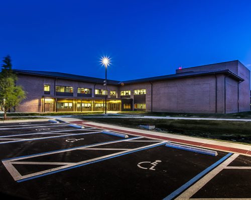 Nighttime photo of Andrews HOF