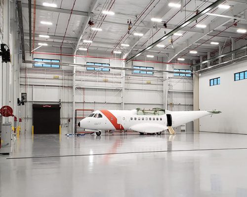 Elizabeth City MTU interior with mock-up training aircraft fuselage