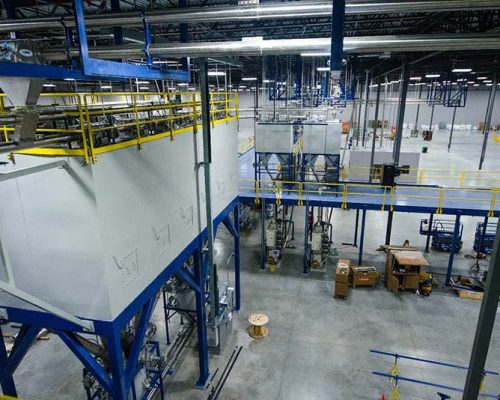 Interior photo of Farmer Brothers coffee roasting facility