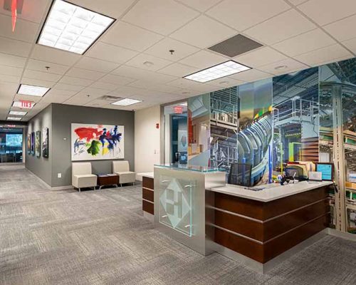 Reception desk in the Atlanta office