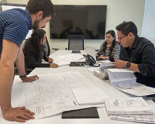 Interior of Mexico City office collaboration in conference room and team members