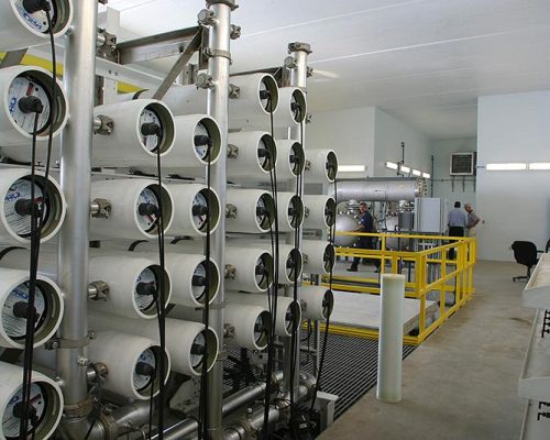 Membrane filtration system inside the facility at the SMRU Water Treatment Facility