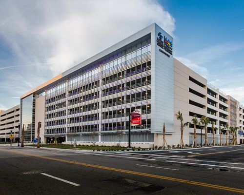 Exterior photo of Baptist parking structure during the day