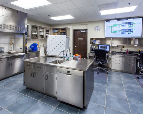 Stainless steel water testing lab and control room