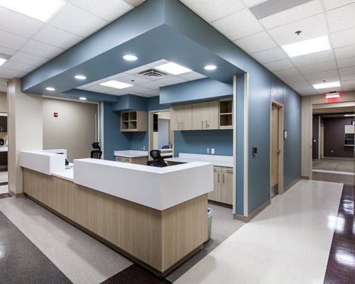 Nurses station and hallway of the TMC Rincon Health Campus