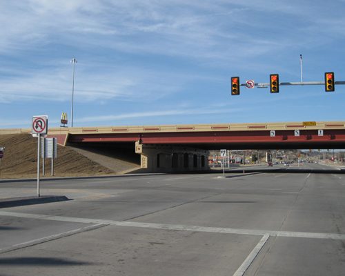 Bridge and intersection with traffic signals