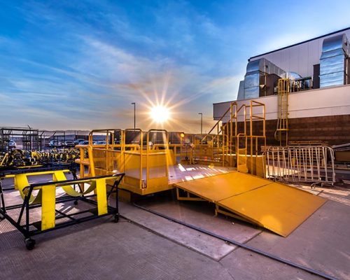 Material handling equipment outside the Collins Aerospace facility